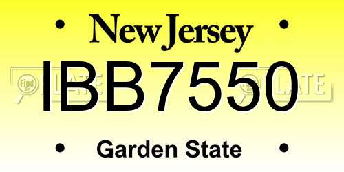 IBB7550 New Jersey License Plate