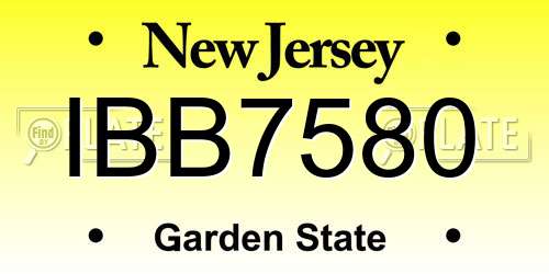 IBB7580 New Jersey License Plate