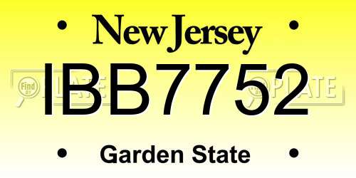 IBB7752 New Jersey License Plate