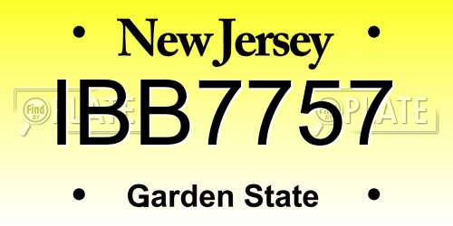 IBB7757 New Jersey License Plate