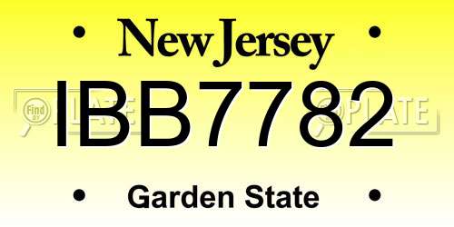 IBB7782 New Jersey License Plate