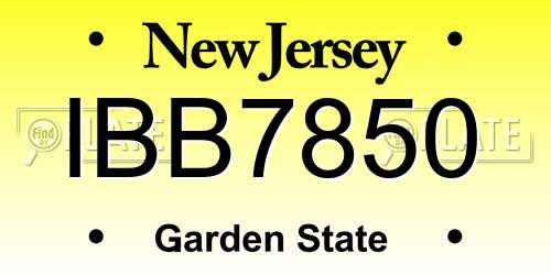 IBB7850 New Jersey License Plate