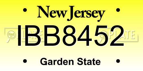 IBB8452 New Jersey License Plate