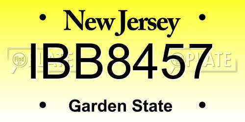 IBB8457 New Jersey License Plate