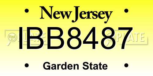 IBB8487 New Jersey License Plate