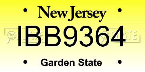 IBB9364 New Jersey License Plate