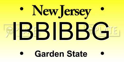 IBBIBBG New Jersey License Plate