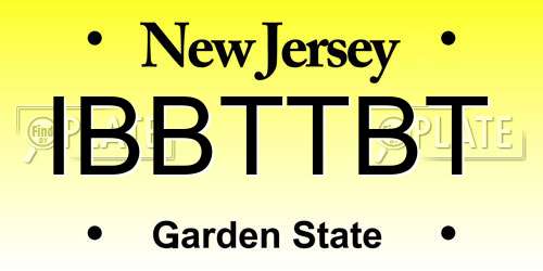 IBBTTBT New Jersey License Plate