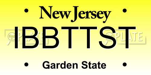 IBBTTST New Jersey License Plate