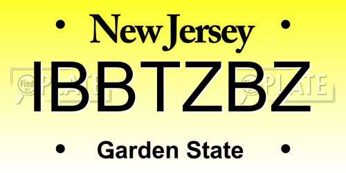 IBBTZBZ New Jersey License Plate