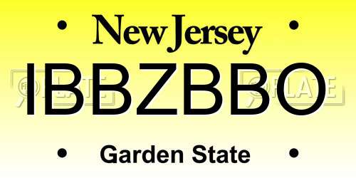IBBZBBO New Jersey License Plate