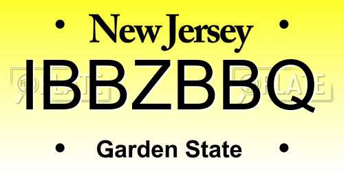 IBBZBBQ New Jersey License Plate