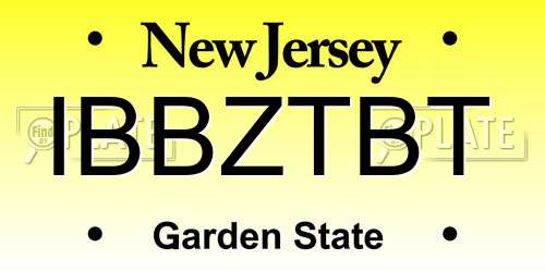 IBBZTBT New Jersey License Plate