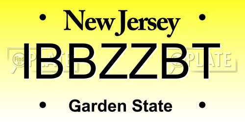 IBBZZBT New Jersey License Plate