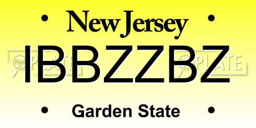 IBBZZBZ New Jersey License Plate