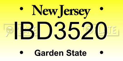 IBD3520 New Jersey License Plate