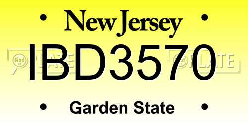 IBD3570 New Jersey License Plate