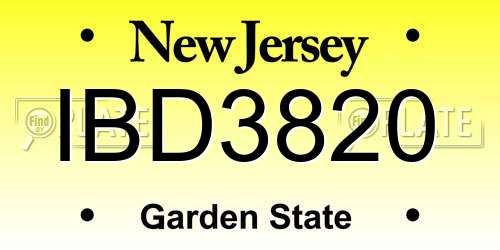 IBD3820 New Jersey License Plate
