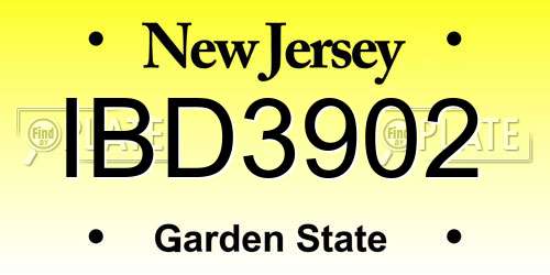 IBD3902 New Jersey License Plate