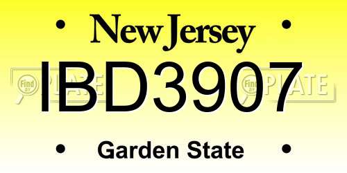 IBD3907 New Jersey License Plate