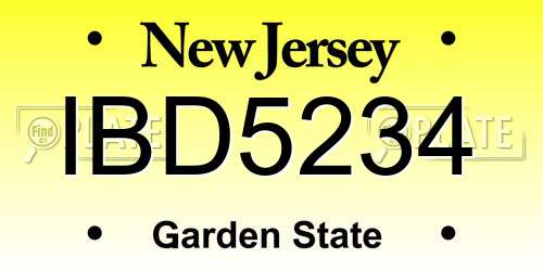 IBD5234 New Jersey License Plate