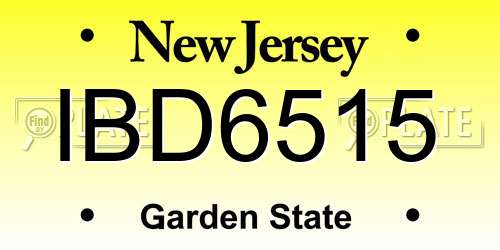 IBD6515 New Jersey License Plate