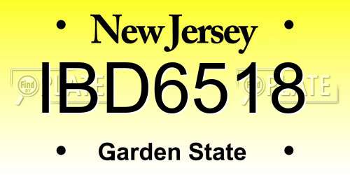 IBD6518 New Jersey License Plate