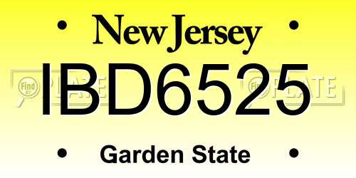 IBD6525 New Jersey License Plate