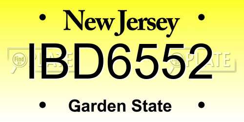 IBD6552 New Jersey License Plate