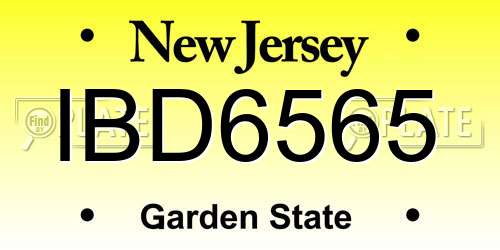 IBD6565 New Jersey License Plate
