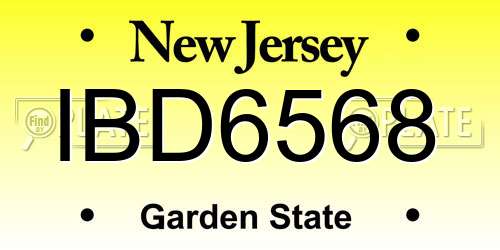 IBD6568 New Jersey License Plate