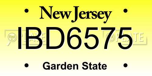IBD6575 New Jersey License Plate
