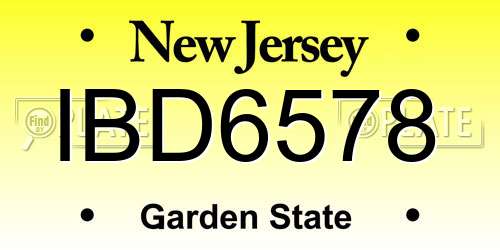 IBD6578 New Jersey License Plate