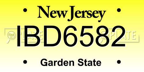 IBD6582 New Jersey License Plate