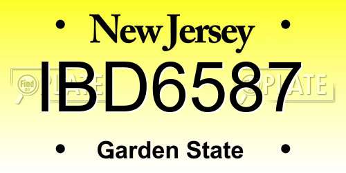 IBD6587 New Jersey License Plate