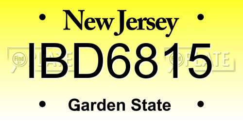 IBD6815 New Jersey License Plate