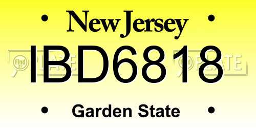 IBD6818 New Jersey License Plate