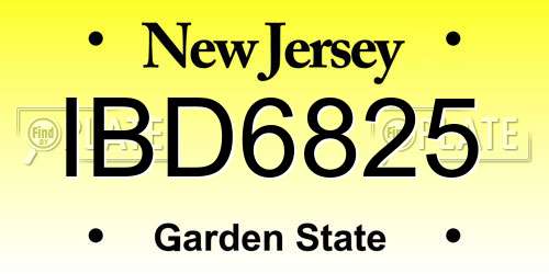 IBD6825 New Jersey License Plate