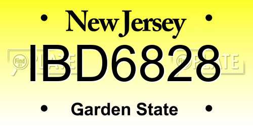 IBD6828 New Jersey License Plate