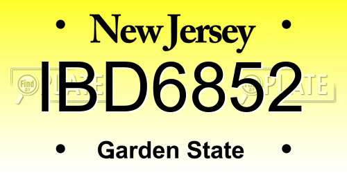 IBD6852 New Jersey License Plate