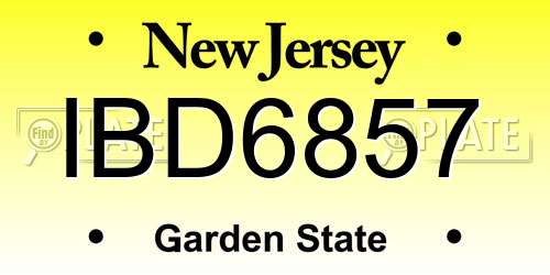 IBD6857 New Jersey License Plate
