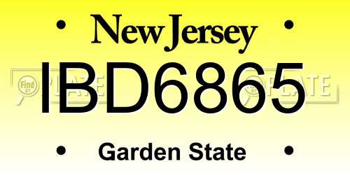 IBD6865 New Jersey License Plate