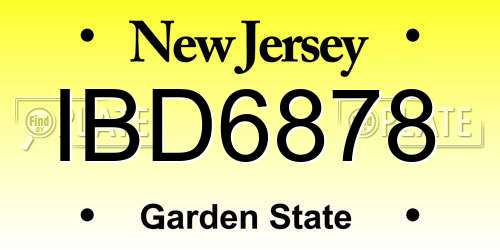 IBD6878 New Jersey License Plate