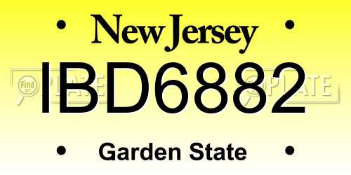 IBD6882 New Jersey License Plate