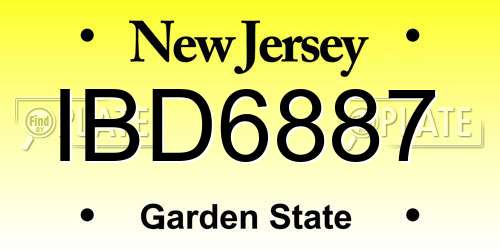 IBD6887 New Jersey License Plate
