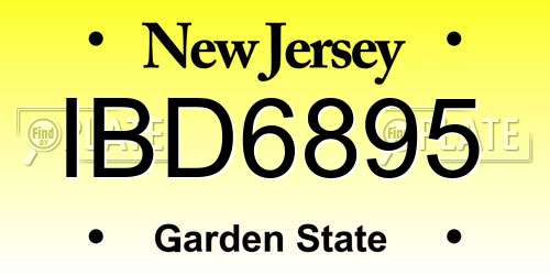 IBD6895 New Jersey License Plate