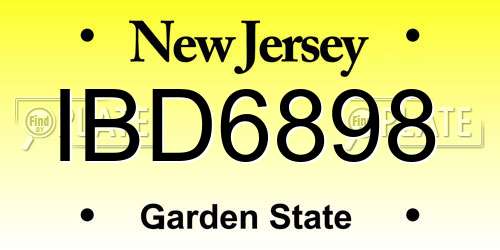 IBD6898 New Jersey License Plate