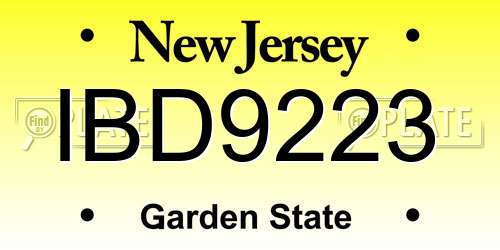 IBD9223 New Jersey License Plate