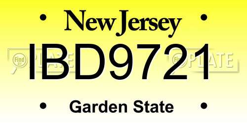 IBD9721 New Jersey License Plate