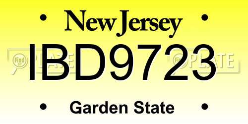 IBD9723 New Jersey License Plate